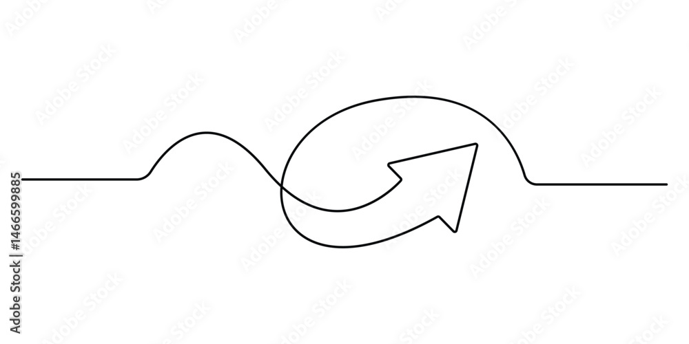 Poster arrow pointing right, continuous one line drawing vector. single line arrow pointing right, vector b