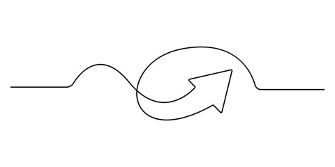 Obraz premium Arrow pointing right, continuous one line drawing vector. Single line Arrow pointing right, vector background. Arrow pointing right, icon. Continuous one line drawing of a Arrow pointing right. Vector