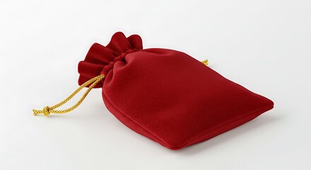 Elegant Red Velvet Gift Pouch with Gold Drawstring