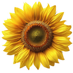 Sunflower close up photo yellow petals botanical bloom floral blossom on transparent background