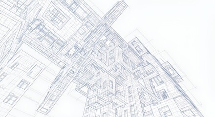 Abstract Architectural Blueprint: A Complex Interplay of Lines and Structures