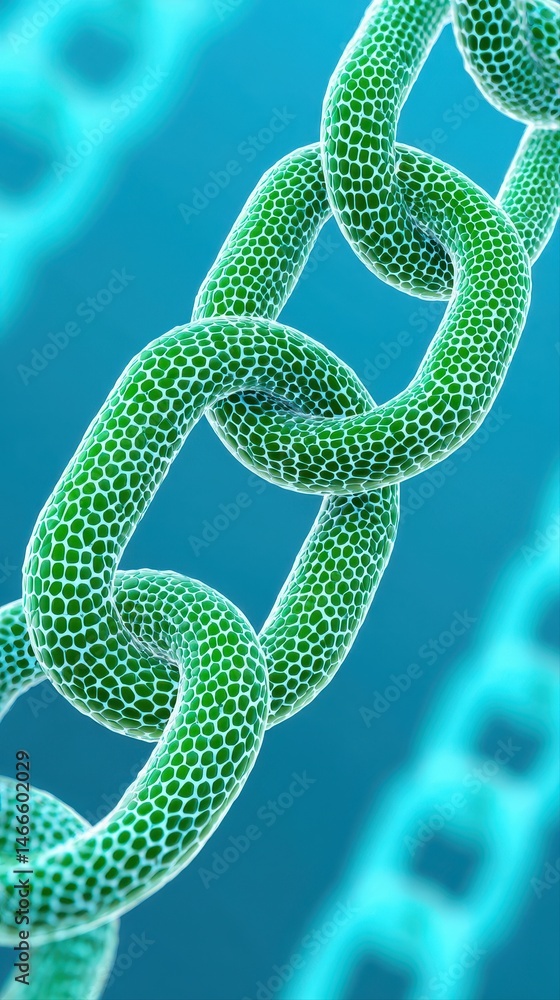 Poster green chain links interconnected represent technology and strong connection.
