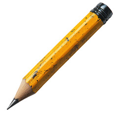 Yellow pencil close up image for drawing writing sketching art design on transparent background