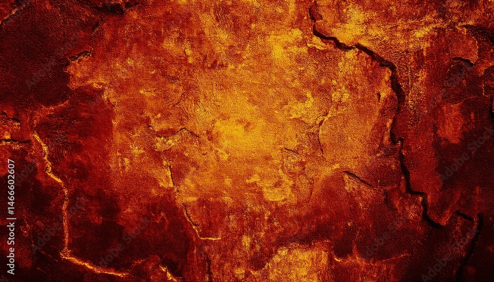 Aufkleber fiery textured abstract background with cracked surface in vibrant orange and deep red tones for web