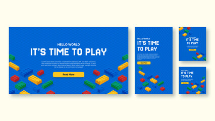 Isometric Flat Design Plastic Block Banner Background