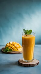Fresh orange juice, a healthy citrus drink with ripe fruit in a glass, offers a sweet and juicy breakfast refreshment
