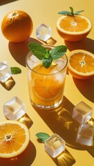 Fresh orange juice, a healthy citrus fruit drink in a glass