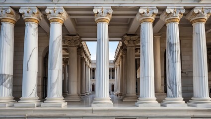 Naklejka premium Majestic white marble ionic columns in classic design