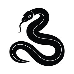 Fototapeta premium Coiled Snake Sleek Vector Silhouette