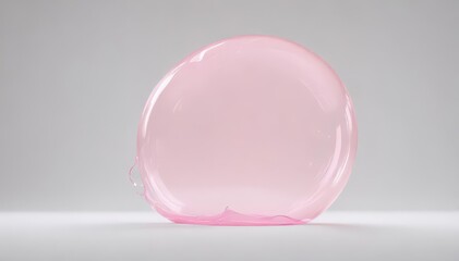 A translucent, light pink bubble floats against a pure white backdrop , festive, delicate, pastel
