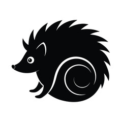 Curled Hedgehog Sleek Vector Silhouette
