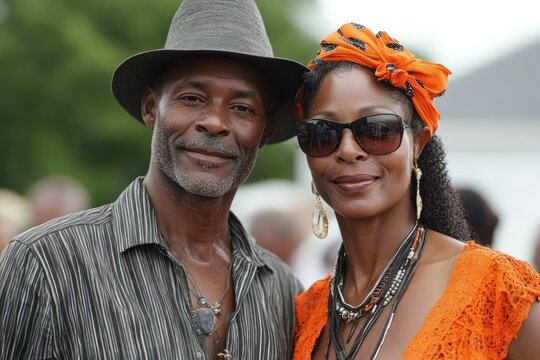 African American couple joining Emancipation Day parade celebration