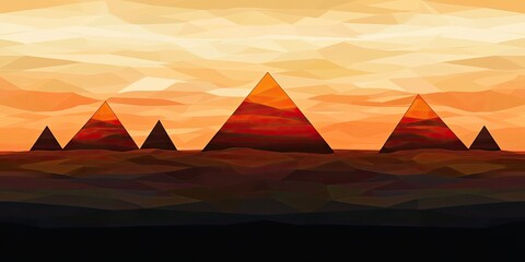 Polygonal Peaks Sunset Landscape.