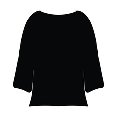 tunic vector silhouette icon, black and white illustration of clothing.