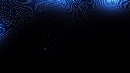 4K motion graphic of blue digital particles wave flow, Digital cyberspace abstract black background