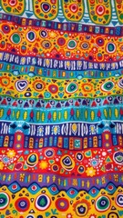 Vibrant abstract pattern with colorful geometric shapes and bold designs