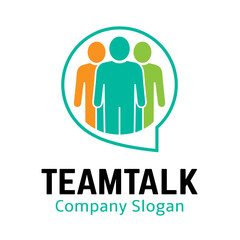 colorful human silhouette inside a bulb chat logo three people team vector design symbol