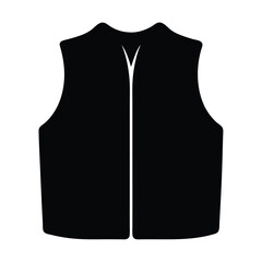 vest vector silhouette icon, black and white illustration of clothing.