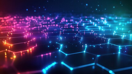 Obraz premium Futuristic hexagon network glowing with vibrant colors