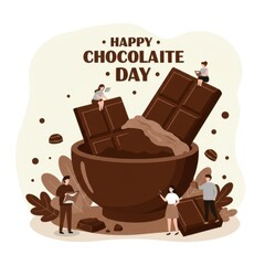 Happy chocolate day concept isolated on white background