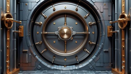 Secure vault interior featuring massive locking door