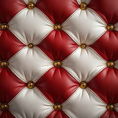 Obraz premium Luxurious Red and White Upholstery with Decorative Buttons