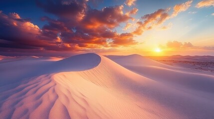 Sunset Over Soft Sand Dunes