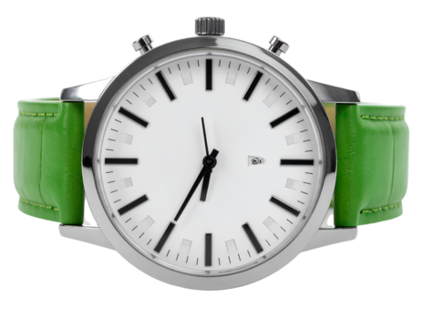  White faced, green strapped women's watch transparent background PNG - Powered by Adobe