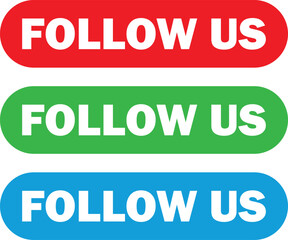 Follow us button icon set in three colors . Follow us web button icon . Vector illustration