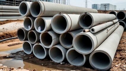 Stacked concrete pipes for industrial water systems
