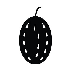 watermelon vector silhouette icon, black and white illustration of fruits.
