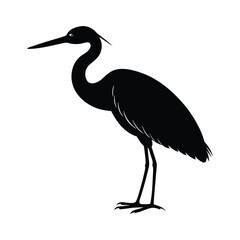 Standing Egret Sleek Vector Silhouette