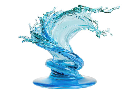 Aqua Tornado Liquid blue swirls into a splash frozen in a captivating dance against black - Powered by Adobe