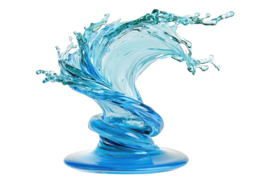 Aqua Tornado Liquid blue swirls into a splash frozen in a captivating dance against black