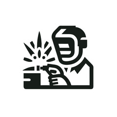 Welder Logo, Industrial Welder Icon Logo, Minimal Stroke, Vector Illustration