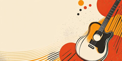 Retro Acoustic Guitar Illustration Musical Vibes  Artistic Flair.