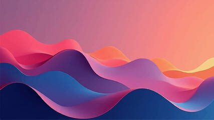 Abstract colorful backdrop design features wavy lines and curves in a vibrant rainbow pattern.