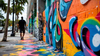 Naklejka premium Vibrant wynwood street art with urban flair