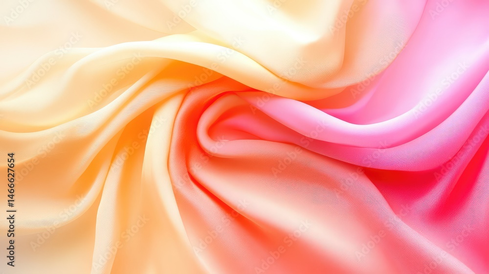 Poster flowing fabric texture with vibrant gradients and gentle folds for elegant abstract background desig