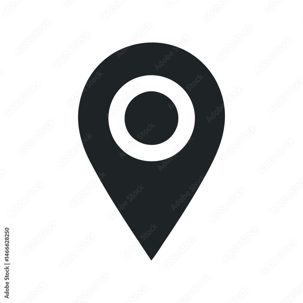 Poster simple black location pin icon for maps navigation and gps applications