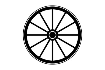Black and white wagon wheel vector illustration