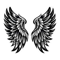 Angel wings vector illustration clip art design element, Wings icons silhouette vector