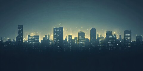 Fototapeta premium Cityscape Nightscape Modern Skyline Silhouette with Golden Lights.