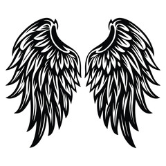 Angel wings vector illustration clip art design element, Wings icons silhouette vector