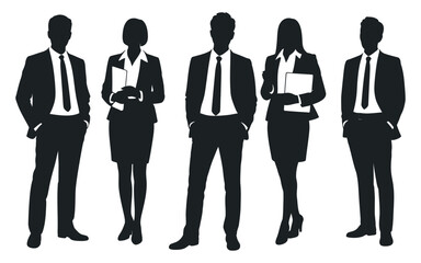 Silhouettes of a Diverse Business Team Standing Together in Formal Attire