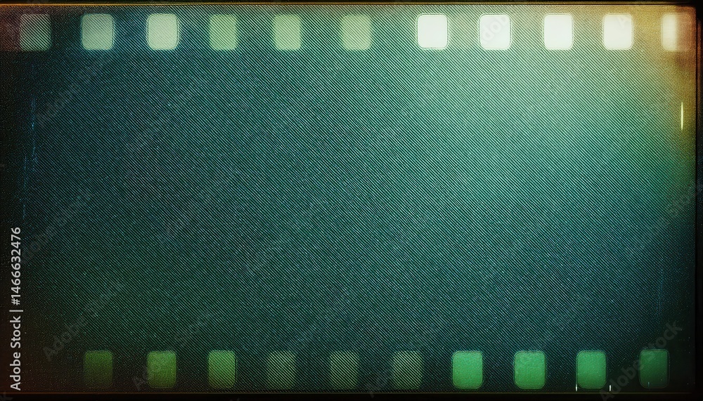 Aufkleber vintage teal filmstrip texture with grain and light leak for retro web design or nostalgic print bac