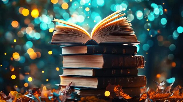 open book with burning candle