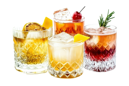 Cocktail Quartet Icy drinks in elegant cutglass glasses