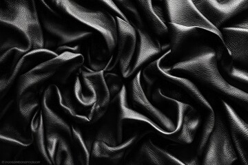 Obraz premium Dark, Shiny, and Sophisticated A Study in Black Fabric Texture and Shadows