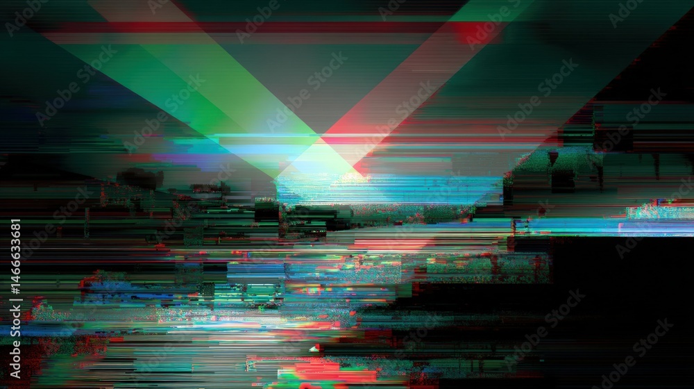 Poster vibrant abstract light patterns with geometric shapes in motion